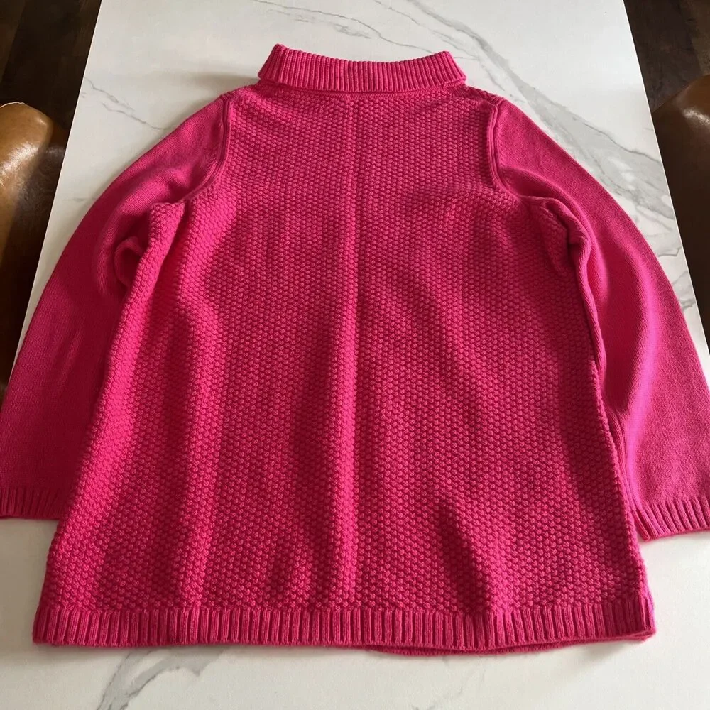 Talbots Cuff Neck Knit Pullover Sweater Dark Pink 3-Button Side Women's Plus 1X